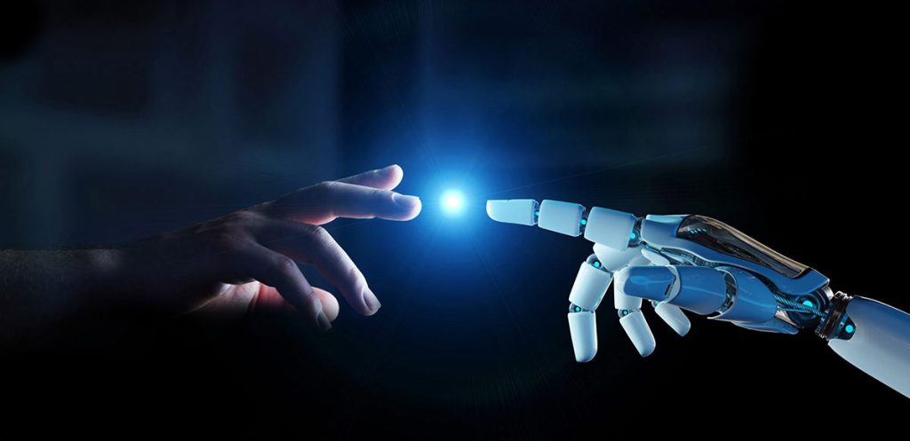 a human finger meets a robotic finger