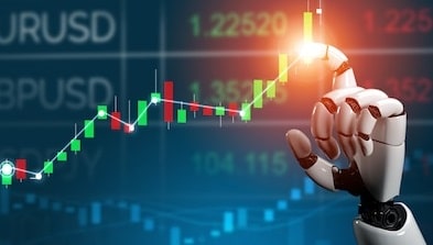 forex robot pointing at a technical chart